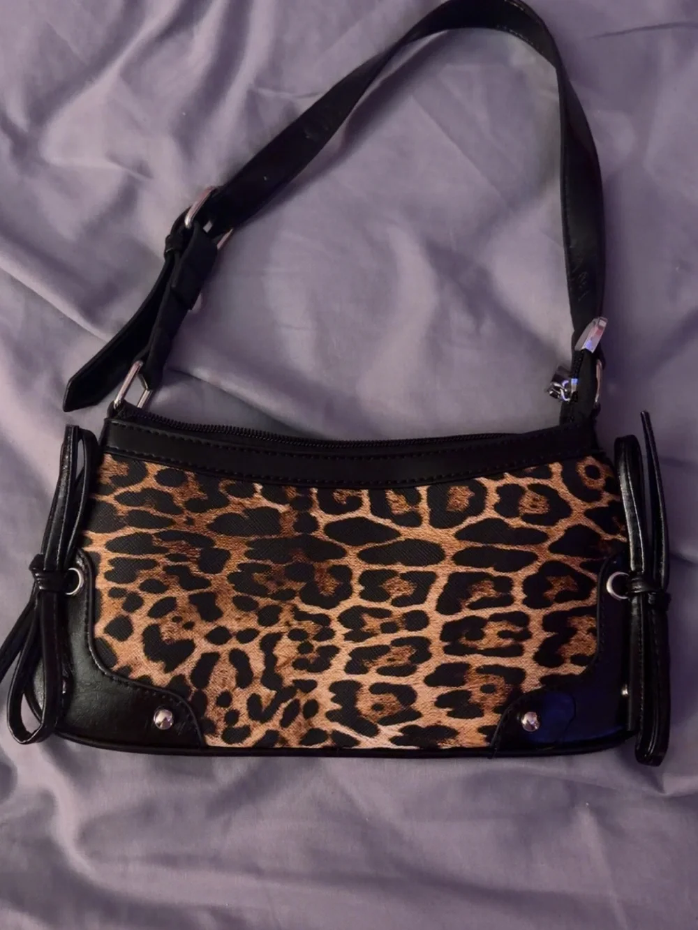 H&M Leopard Print Shoulder Bag in Brown and Black